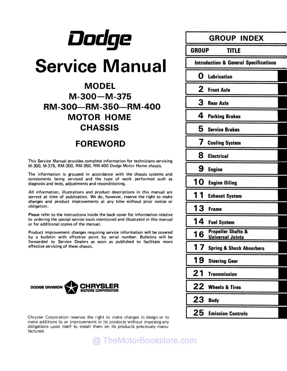 1971-1972 Dodge Motor Home Manual