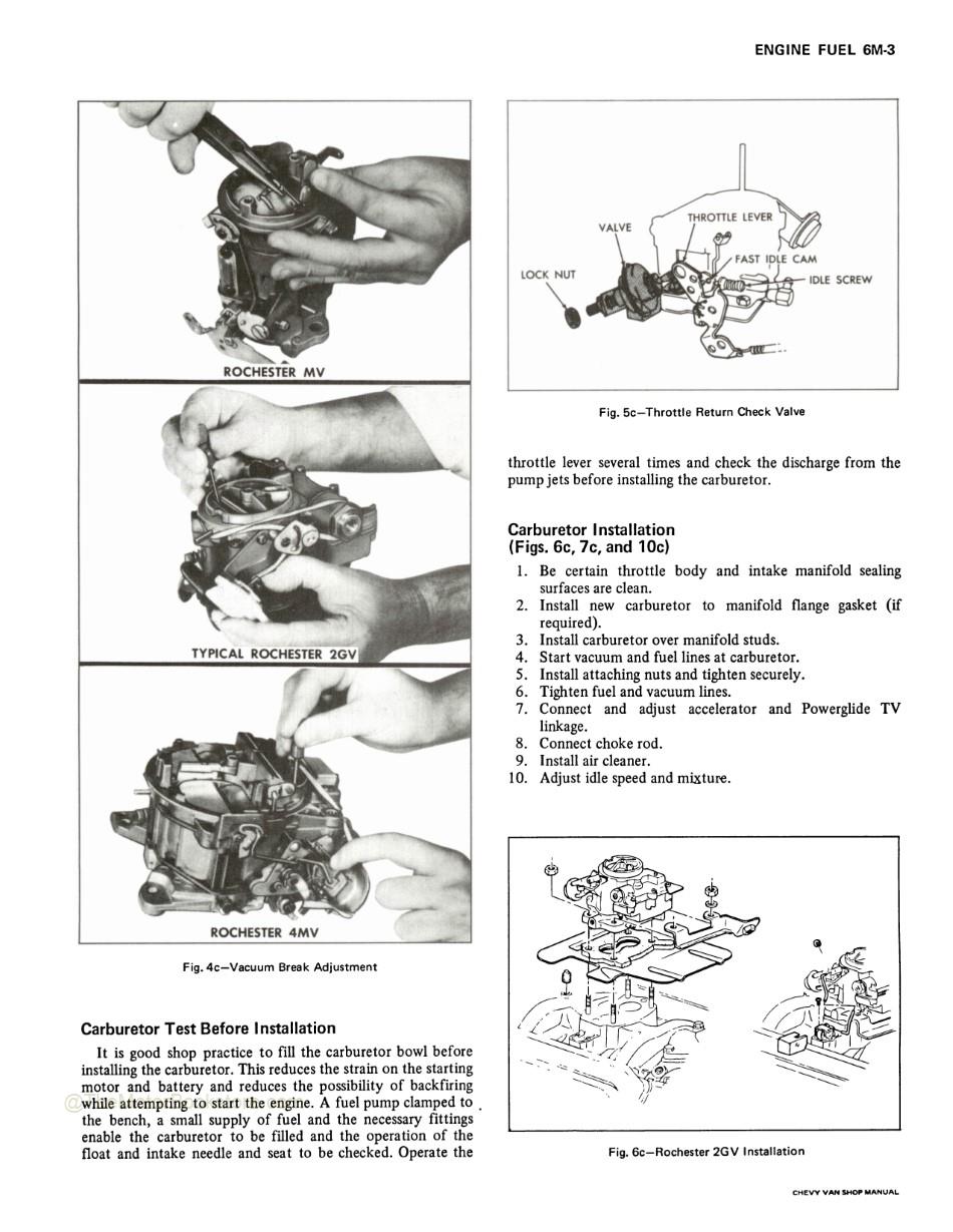 1971 Chevrolet Van Sportvan Service Manual -  Engine Fuel