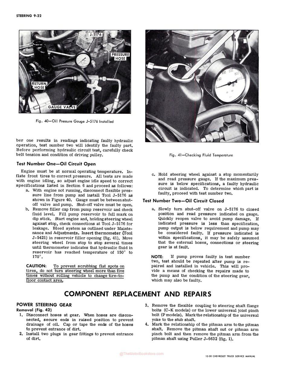 1971 Chevrolet Truck Shop Manual Sample Page - Oil Pressure Check