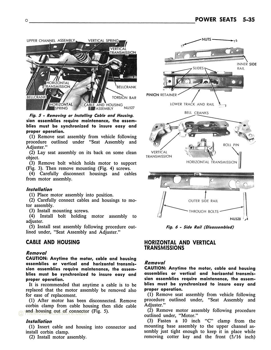 1971 Dodge Body Service Manual - Power Seats