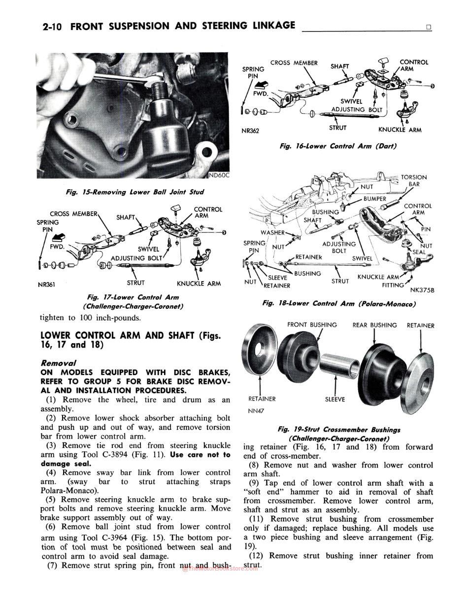 1971 Dodge Chassis Service Manual Sample Page - Front Suspension