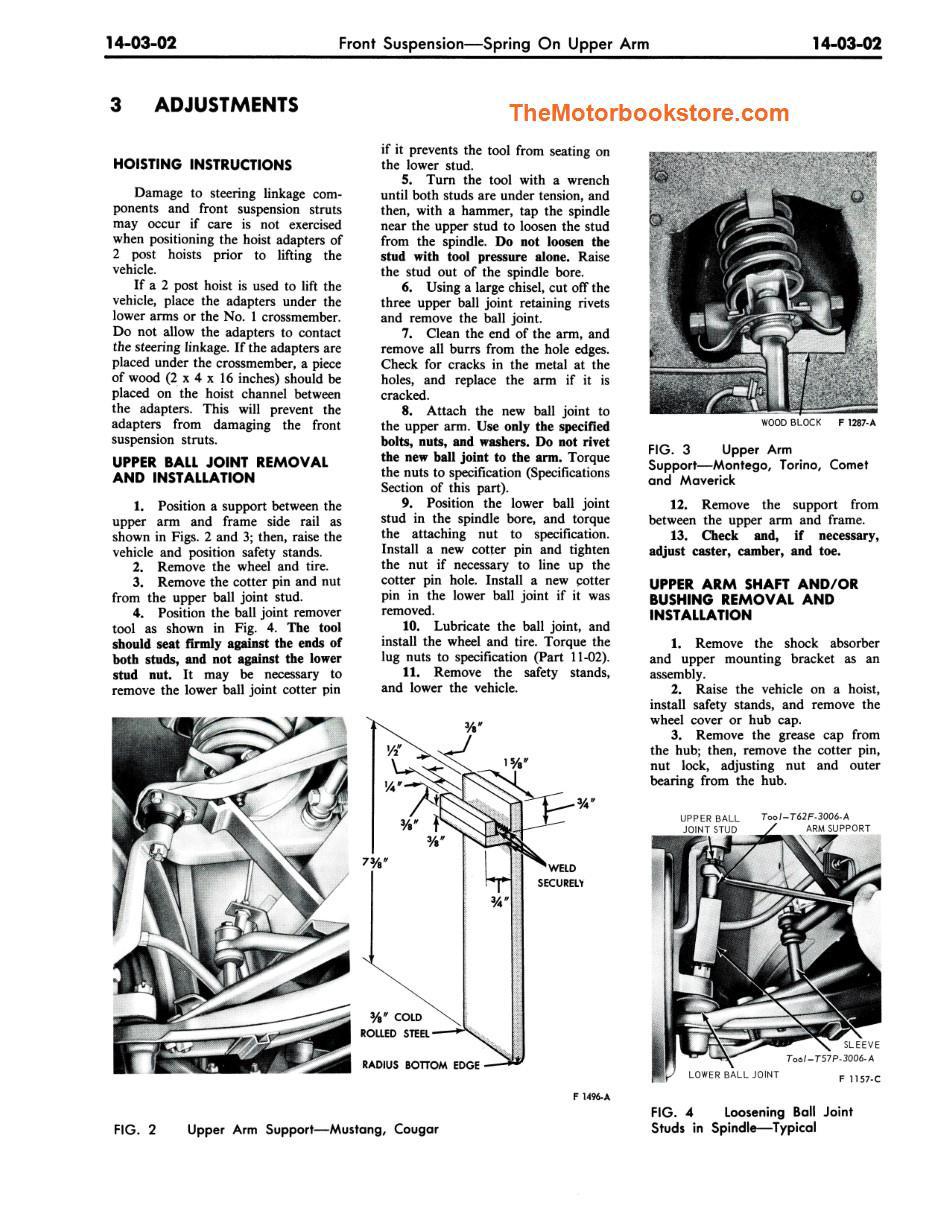 1971 Ford Car Shop Manual Sample Page - Front Suspension