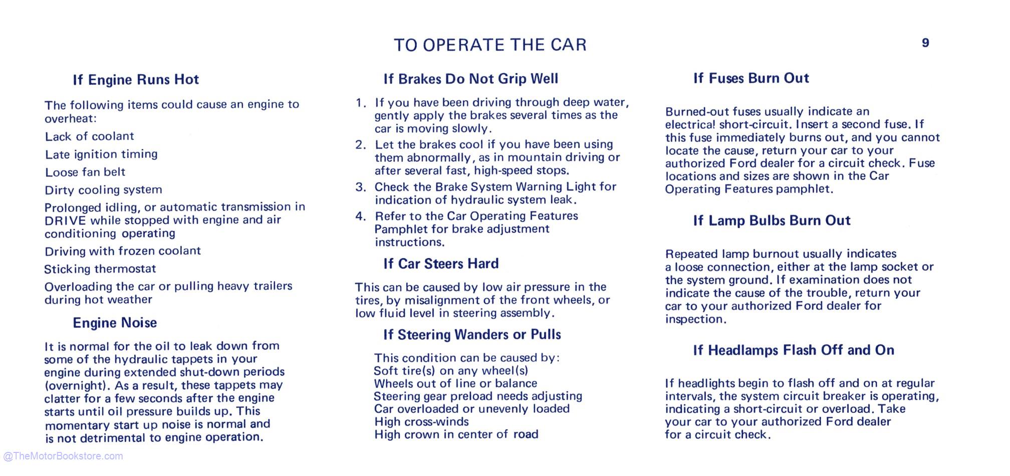 1971 Mustang Owner's Manual (includes Operating Features Supplement) - COLOR - Sample Page