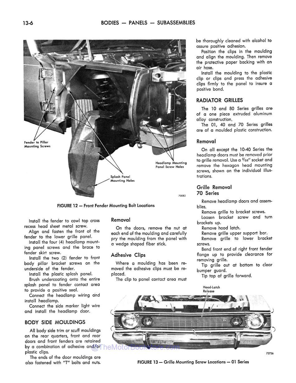 1972 AMC Shop Manual Sample Page - Body Mouldings