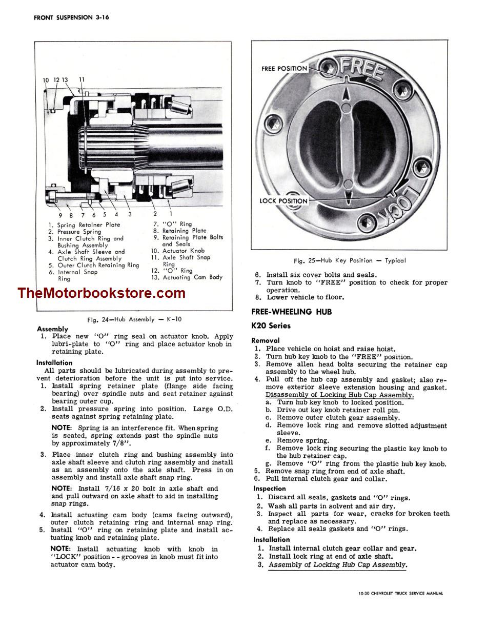 1972 Chevrolet Truck Shop Manual Sample Page - Free-Wheeling Hub