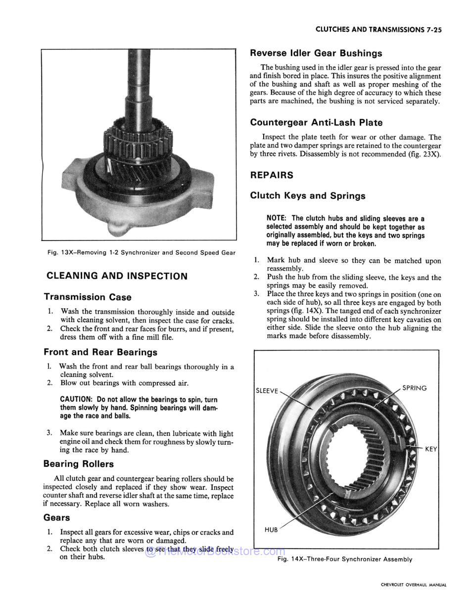 1972 Chevy Car / Truck Chassis Overhaul Manual Sample Page - Clutch Repairs