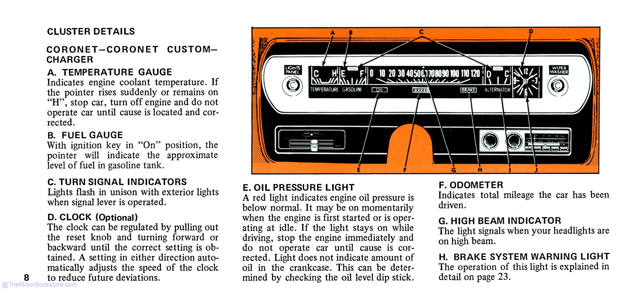1972 Dodge Coronet Charger Owner's Manual - COLOR - Sample Page