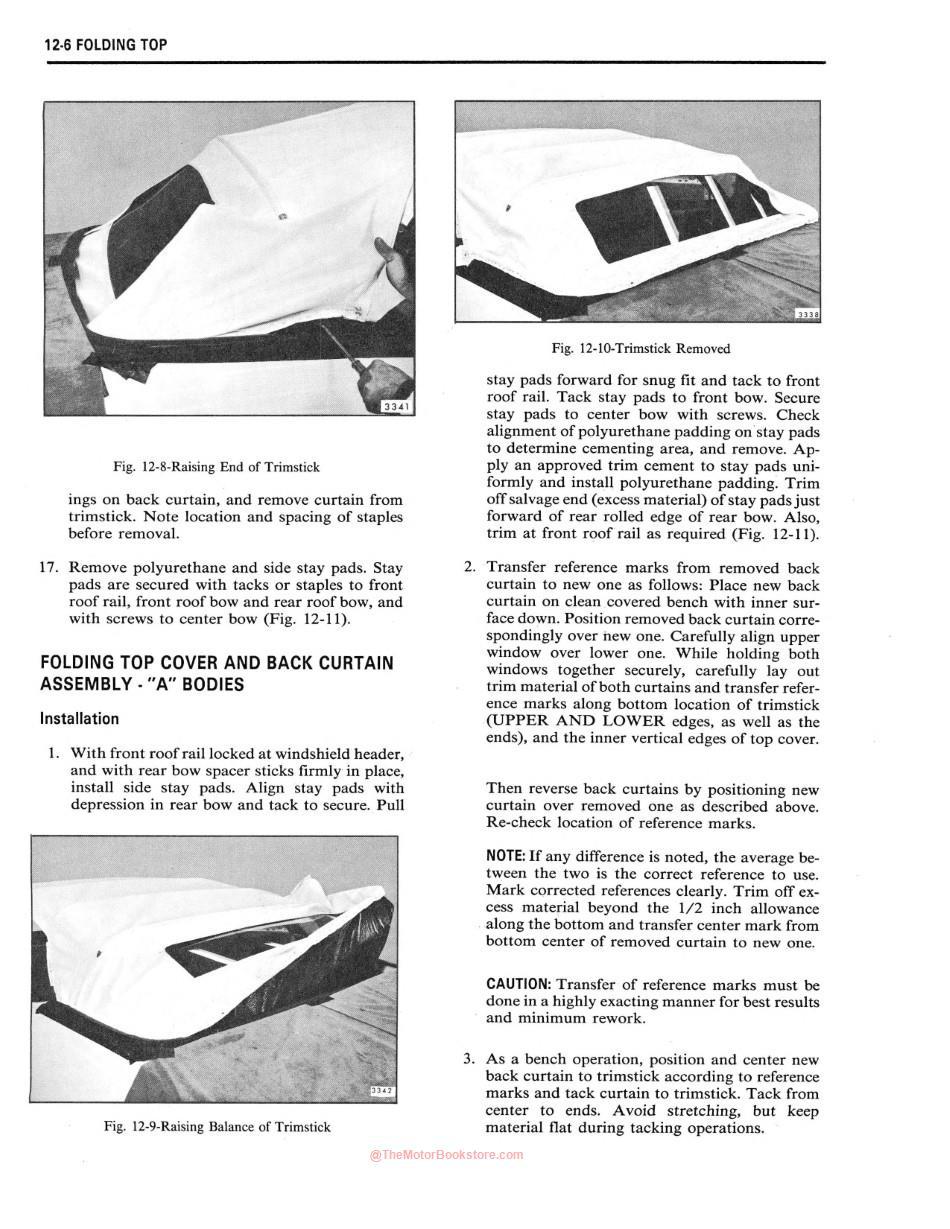 1972 Fisher Body Shop Manual Sample Page - Folding Top Section