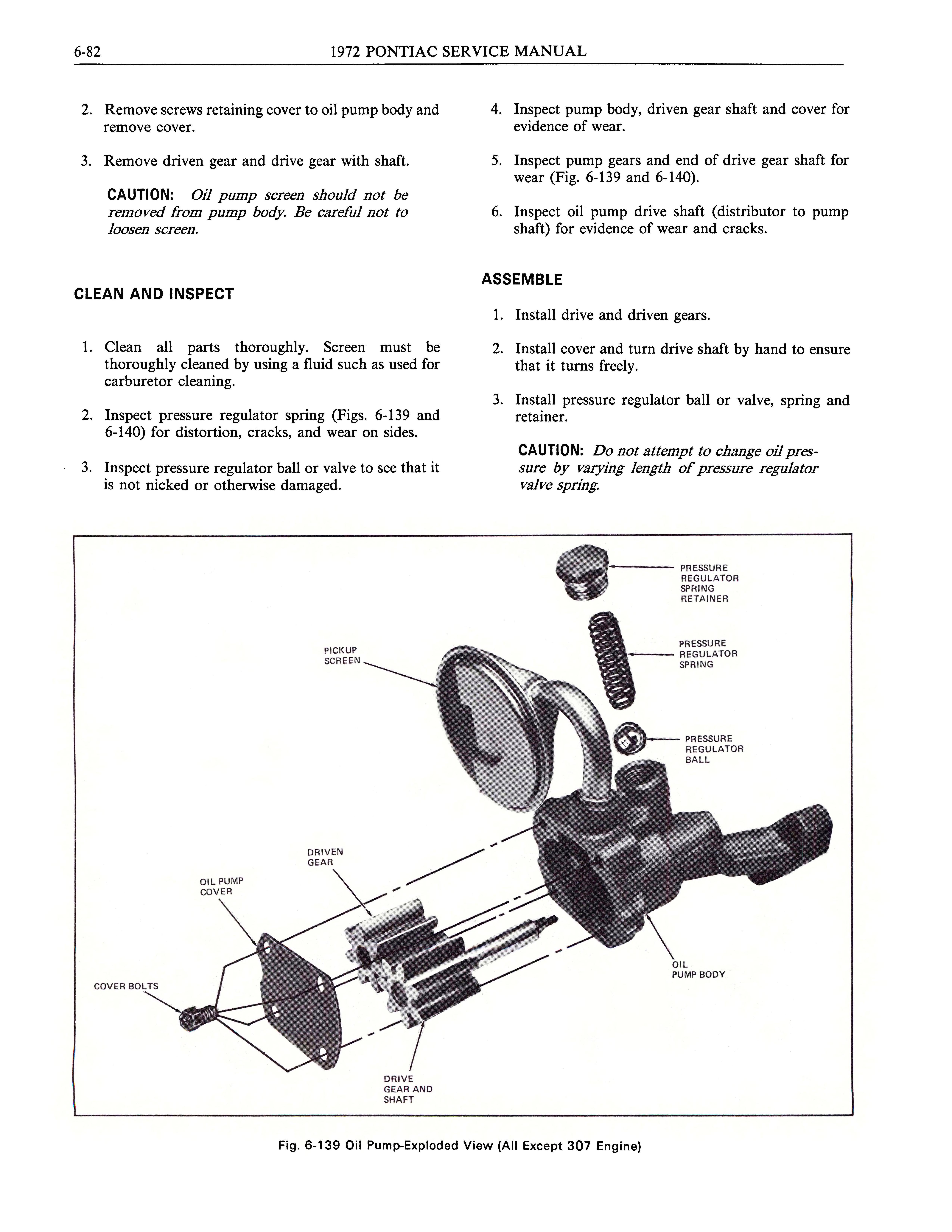 1972 Pontiac Shop Manual Sample Page - Oil Pump