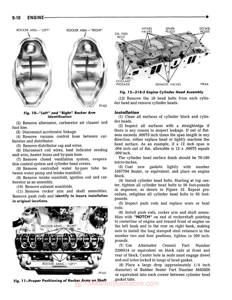 1973 - 1975 Dodge Motor Home Chassis Shop Manual - Sample Page - Engine