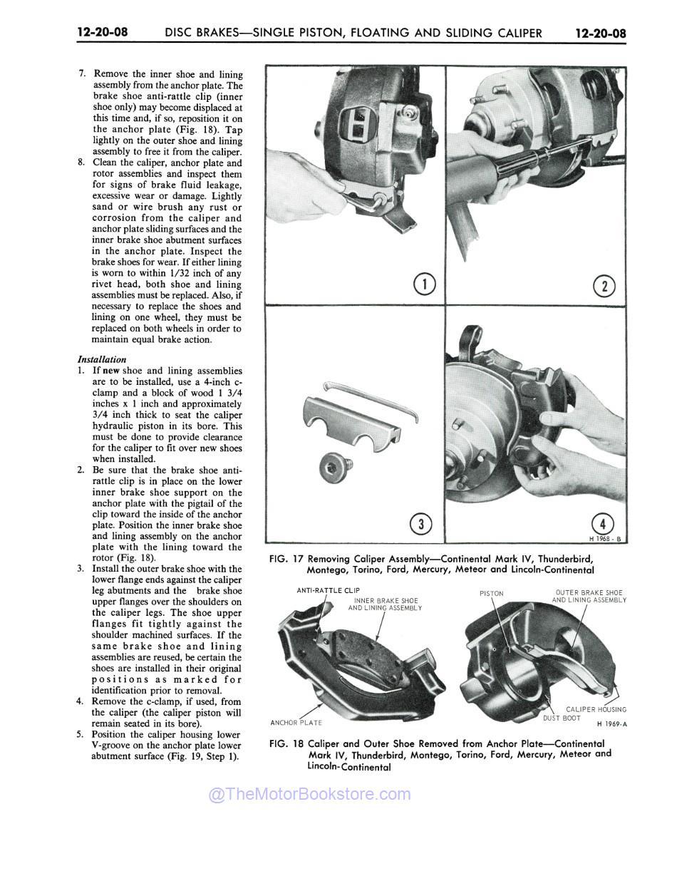 1973 Ford / Lincoln / Mercury Shop Manual Sample Page - Brake Caliper Removal