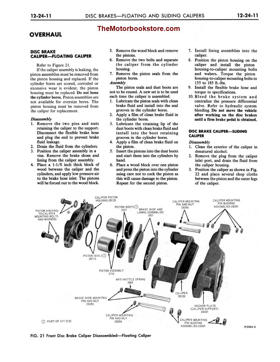 1973 Ford Truck Shop Manual Sample Page - Disc Brakes