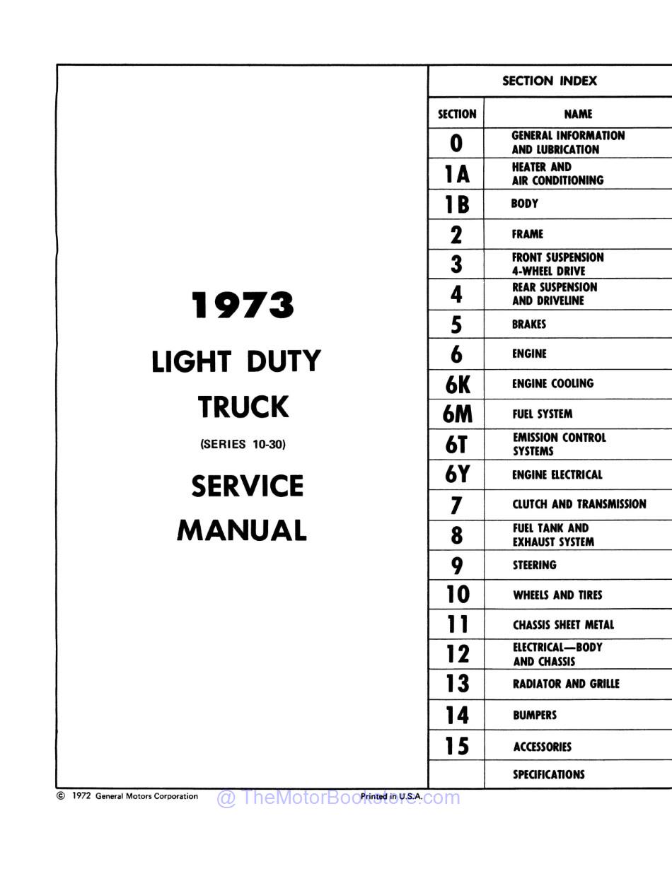 1973 GMC Truck Service Manual 1500-3500