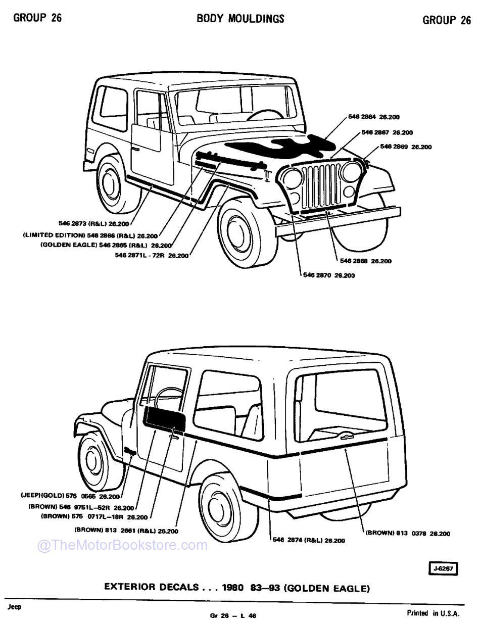 1974 - 1980 Jeep Parts Catalog F-74080 R2  Sample Page 3 - Body Mouldings / 1980 Exterior Decals