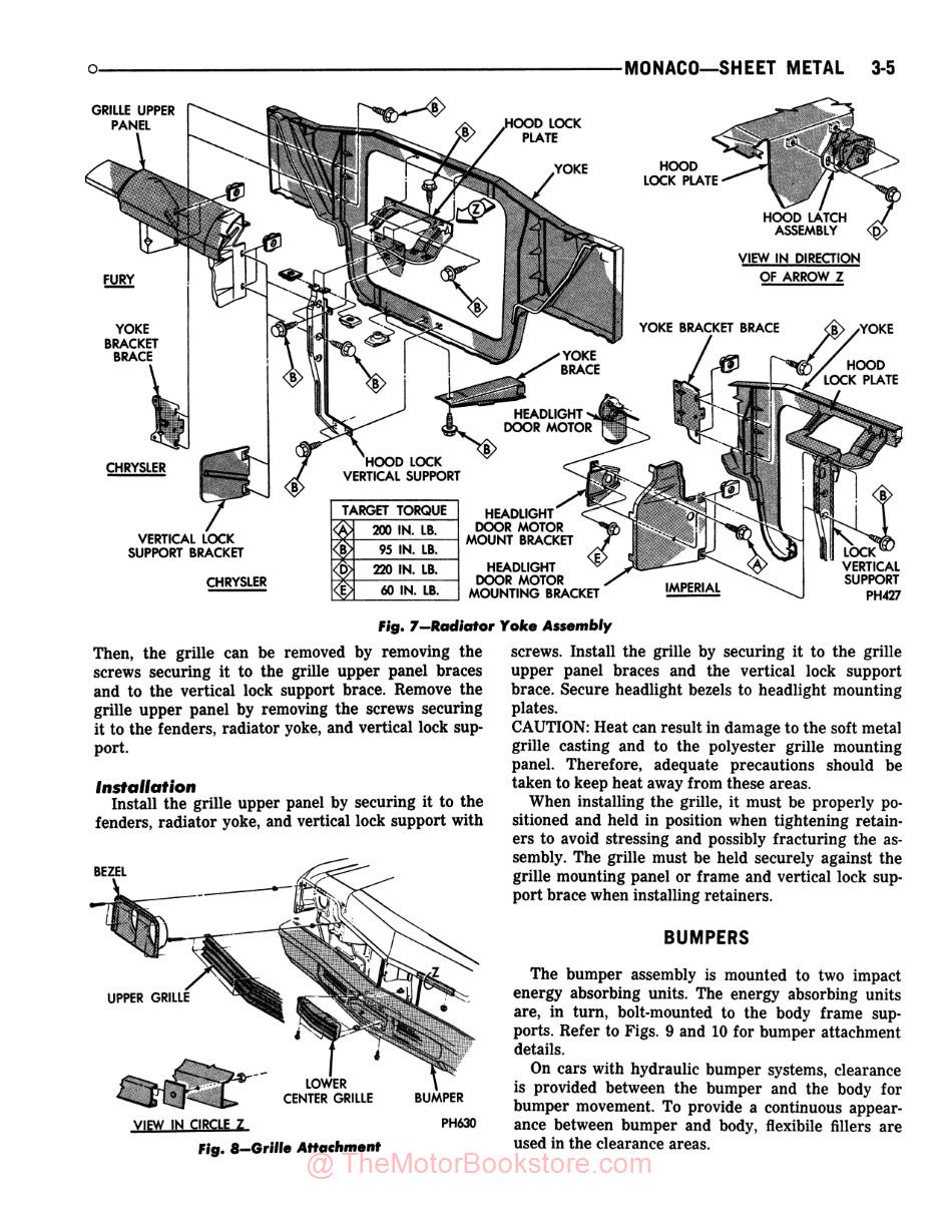1974 Dodge Chassis & Body Service Manual Set - Sample Page - Monaco - Sheet Metal