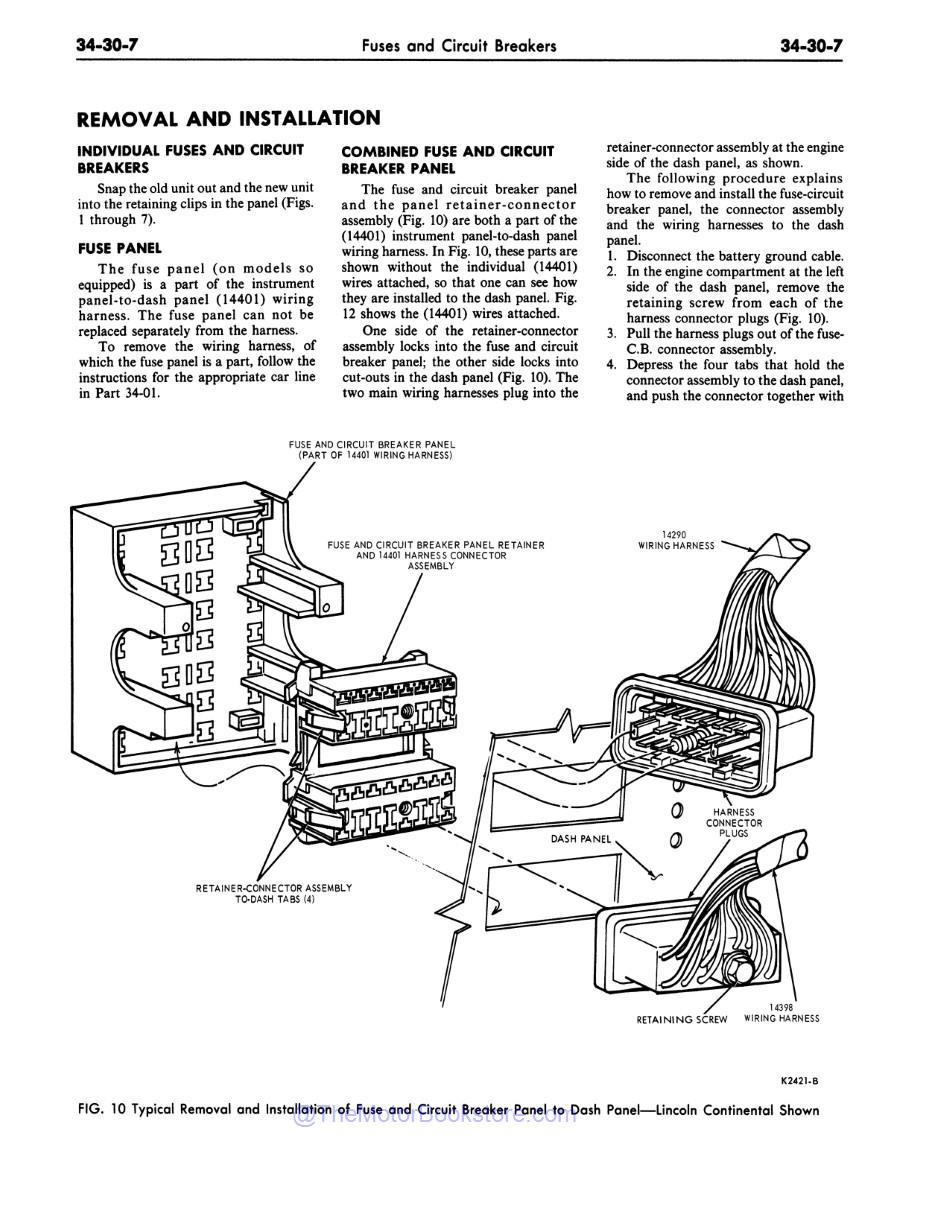 1974 Ford / Lincoln / Mercury Shop Manual Sample Page - Circuit Breakers