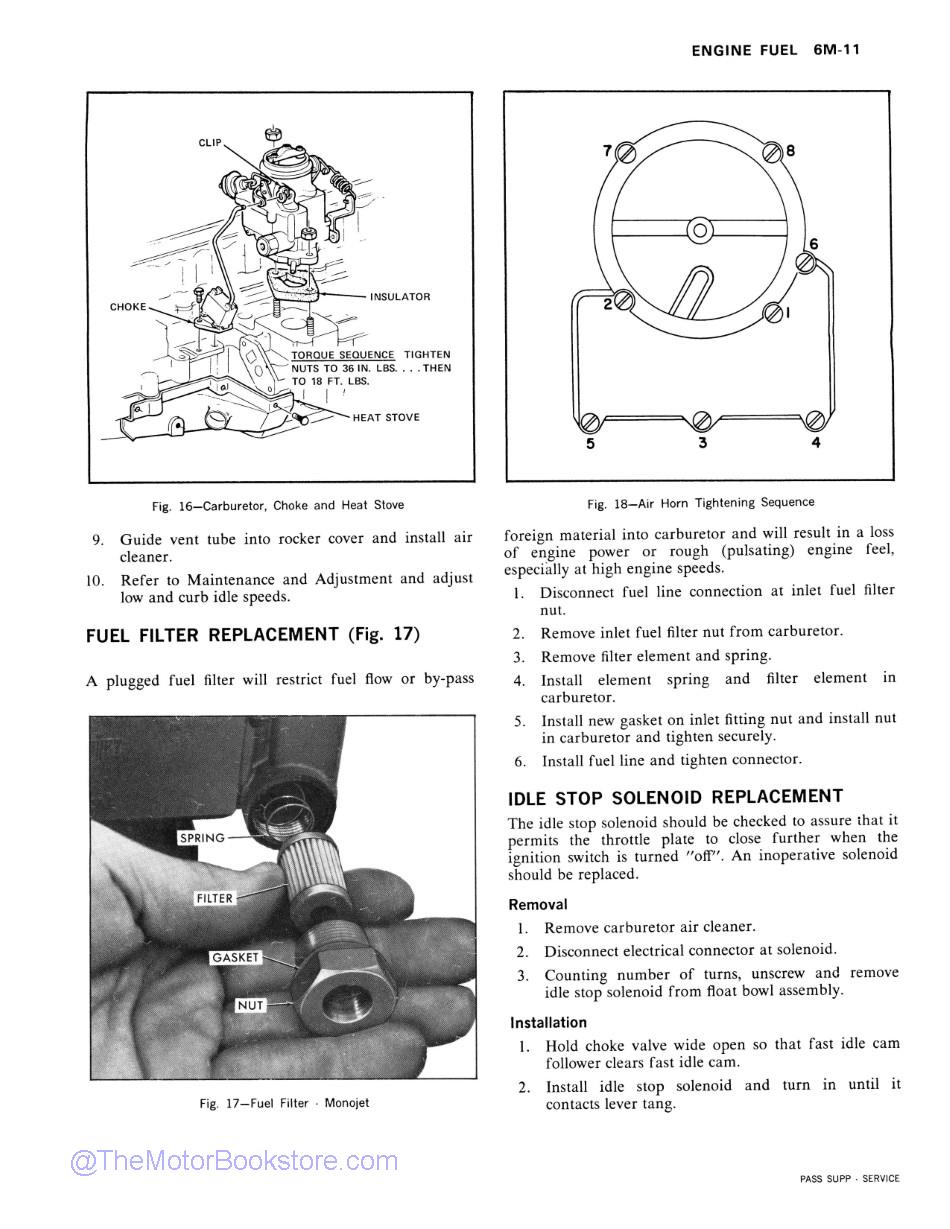 1975 Chevrolet Shop Manual Supplement Sample Page  - Engine Fuel