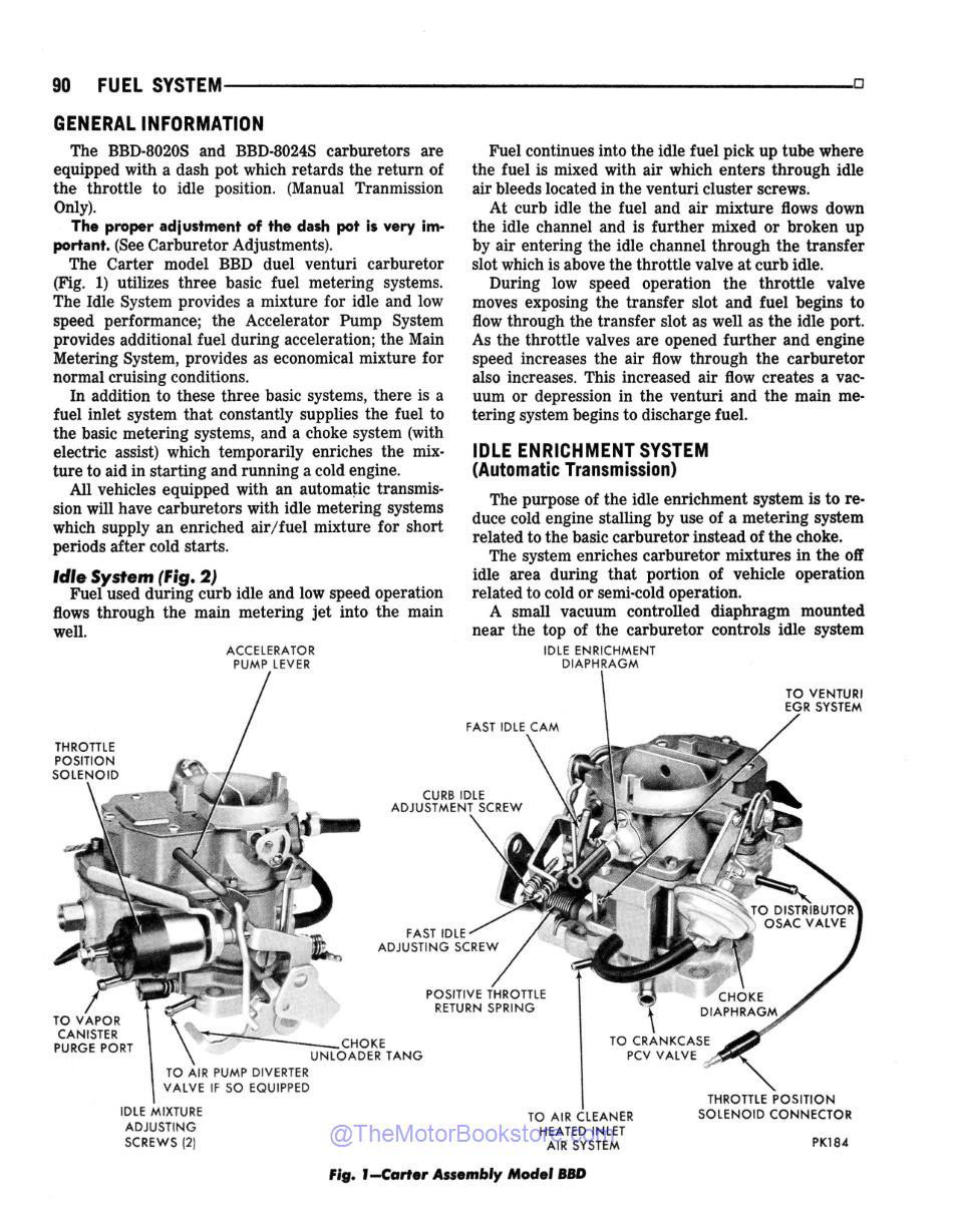 1975 Plymouth & Dodge Van Service Manual Supplement - Sample Page 1 - Fuel System