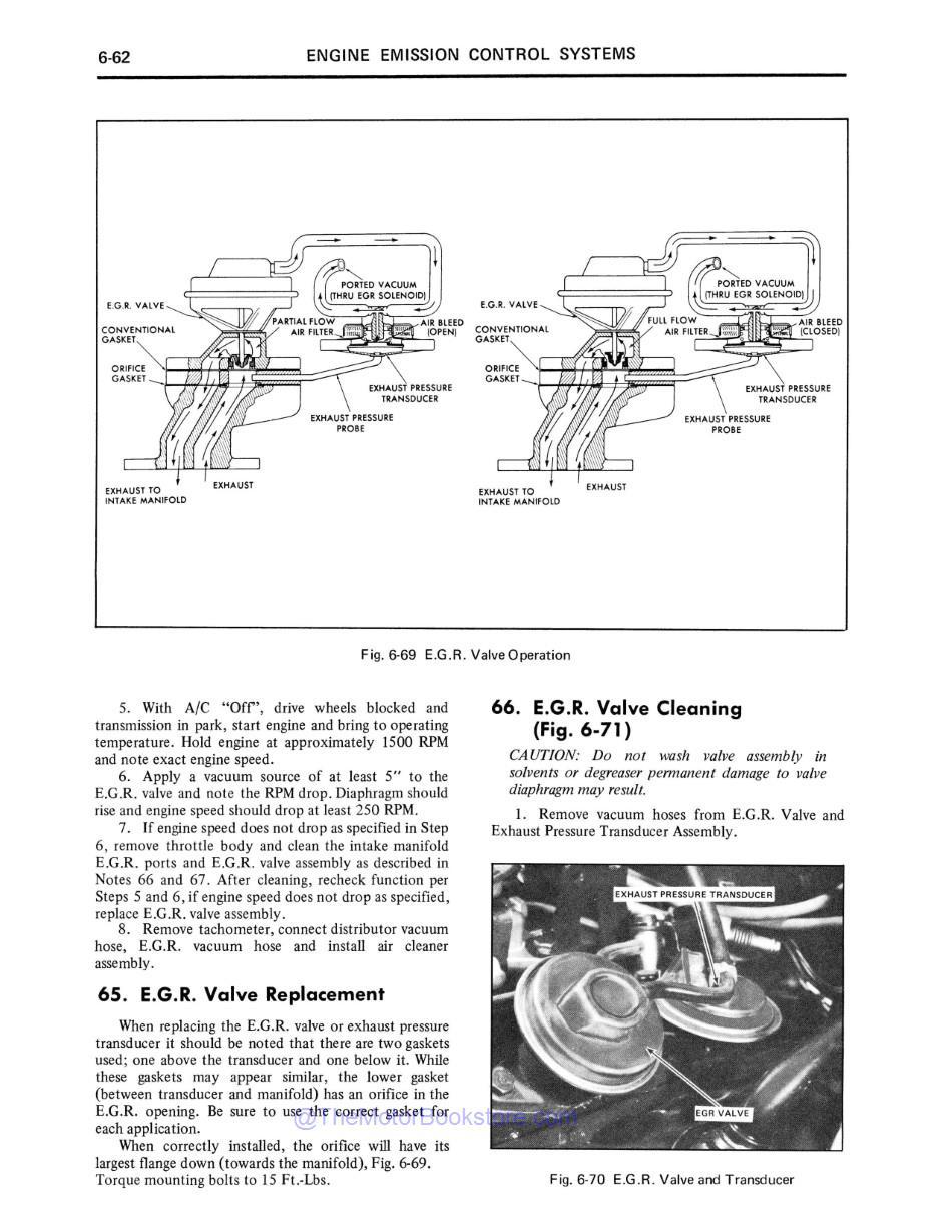 1976 Cadillac Seville Shop Manual Sample Page - E.G.R. Valve Cleaning