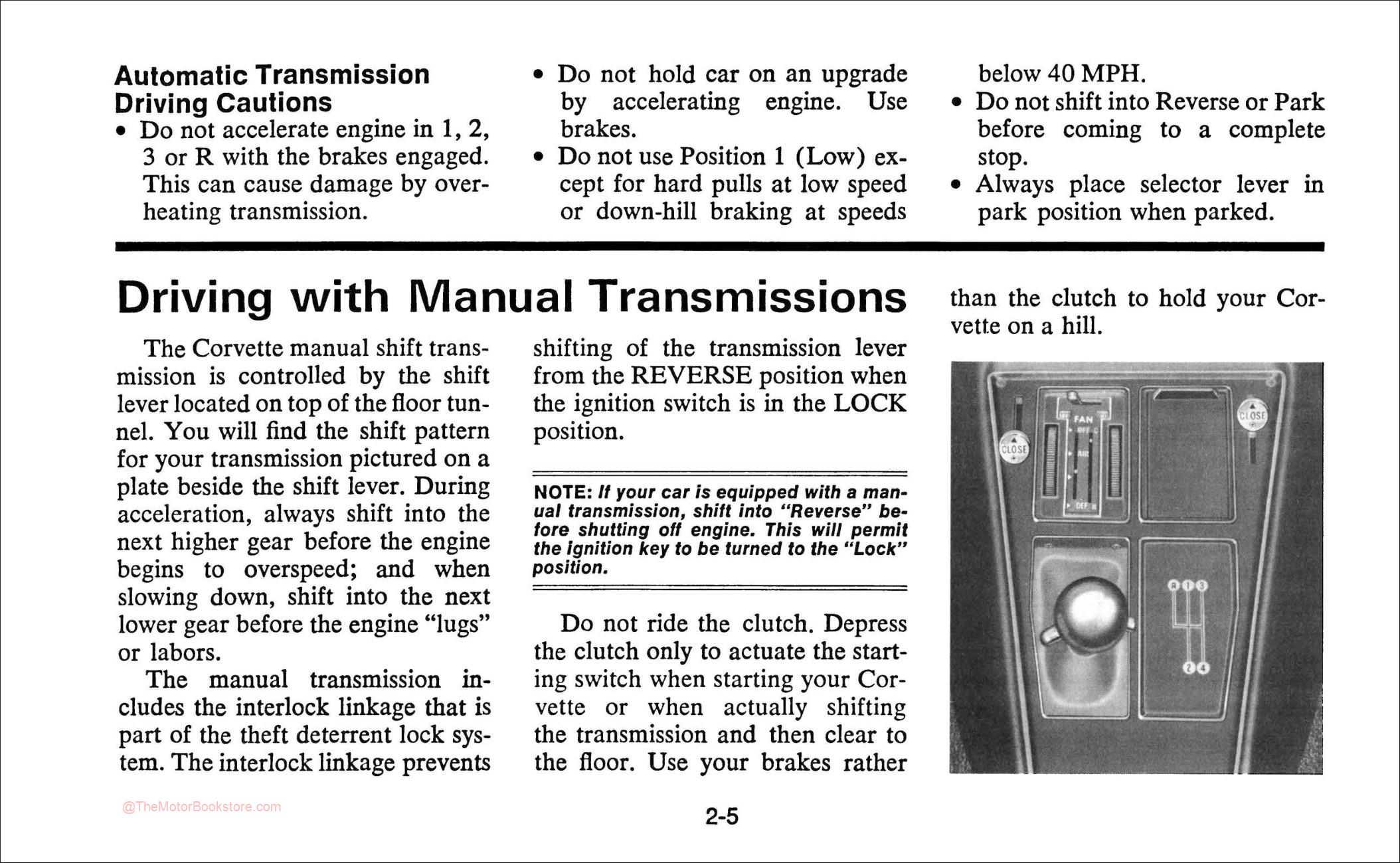 1976 Corvette Owners Manual - Sample Page 1