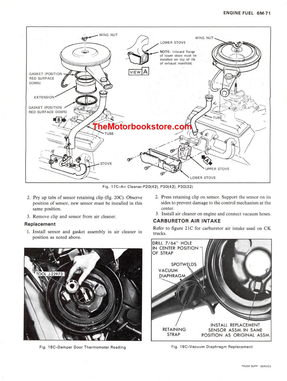 1976 Chevrolet Truck Shop Manual Supplement Sample Page - Engine Fuel