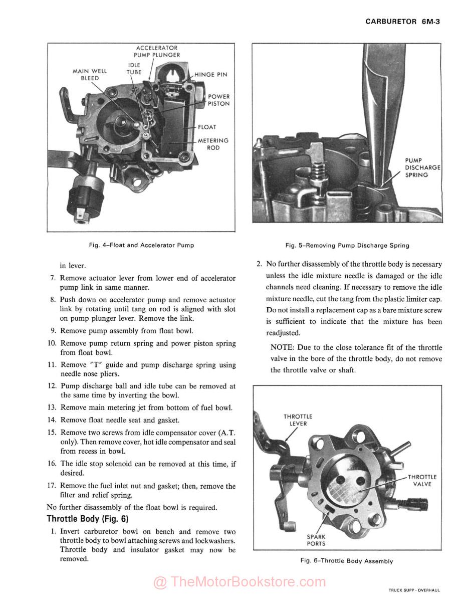 1976 GMC Truck Service & Overhaul Manual Supplement - Sample Page- Carburetor