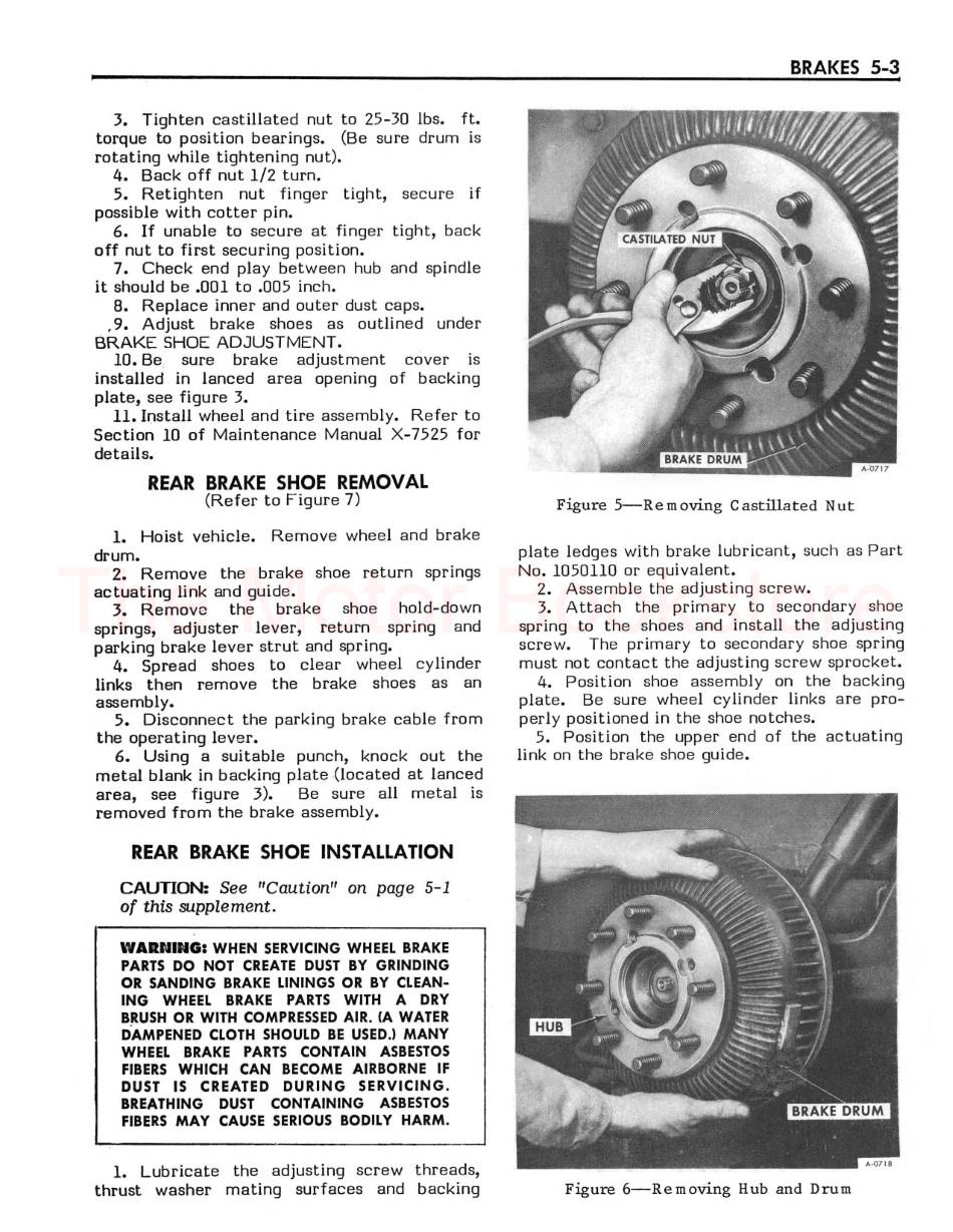 1977-1978 GMC Motorhome Shop Manual Supplement Sample Page - Brakes