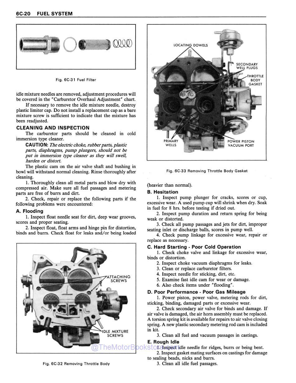 1977 Cadillac Shop Manual Sample Page - Throttle Body Removal