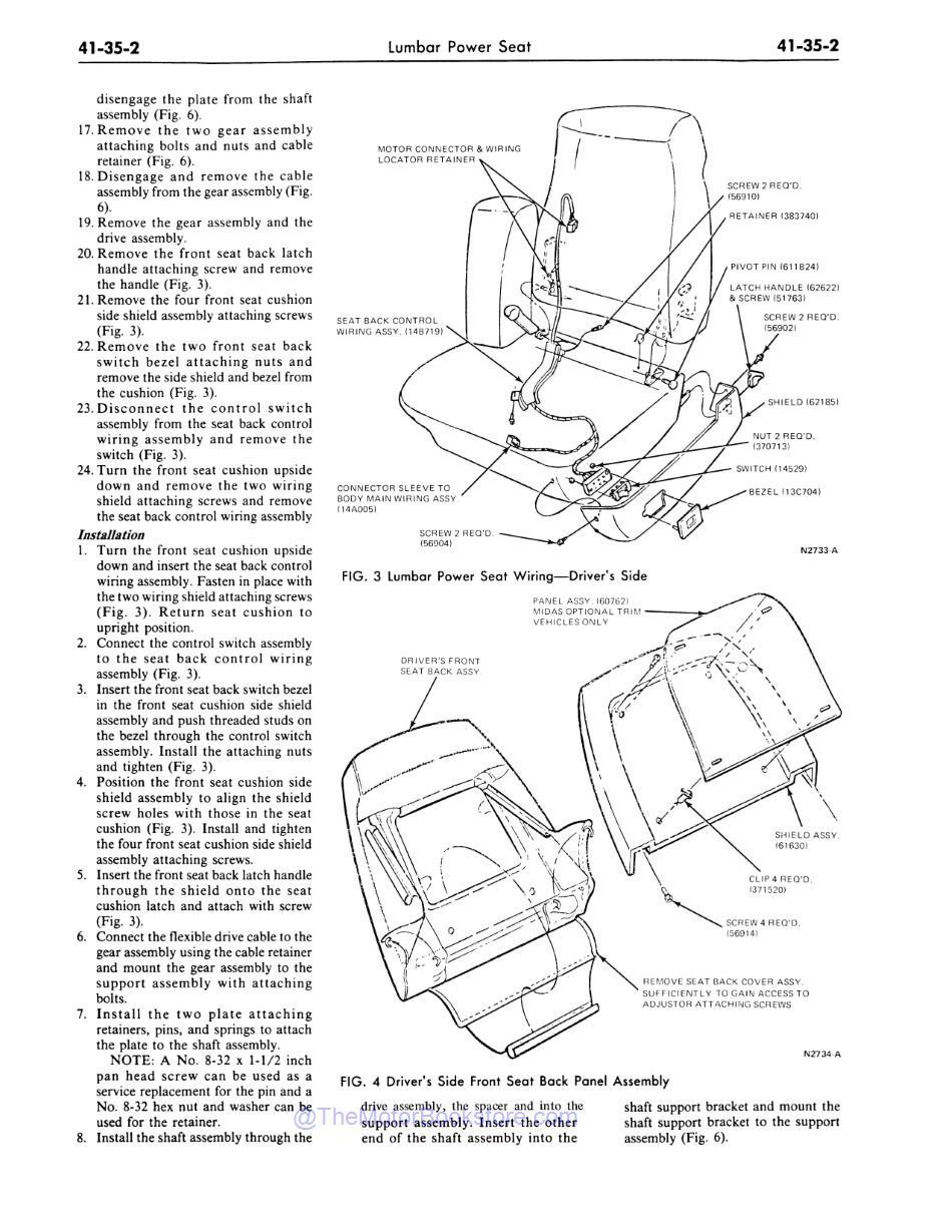 1977 Ford / Lincoln / Mercury Shop Manual Sample Page - Seat Back Assembly