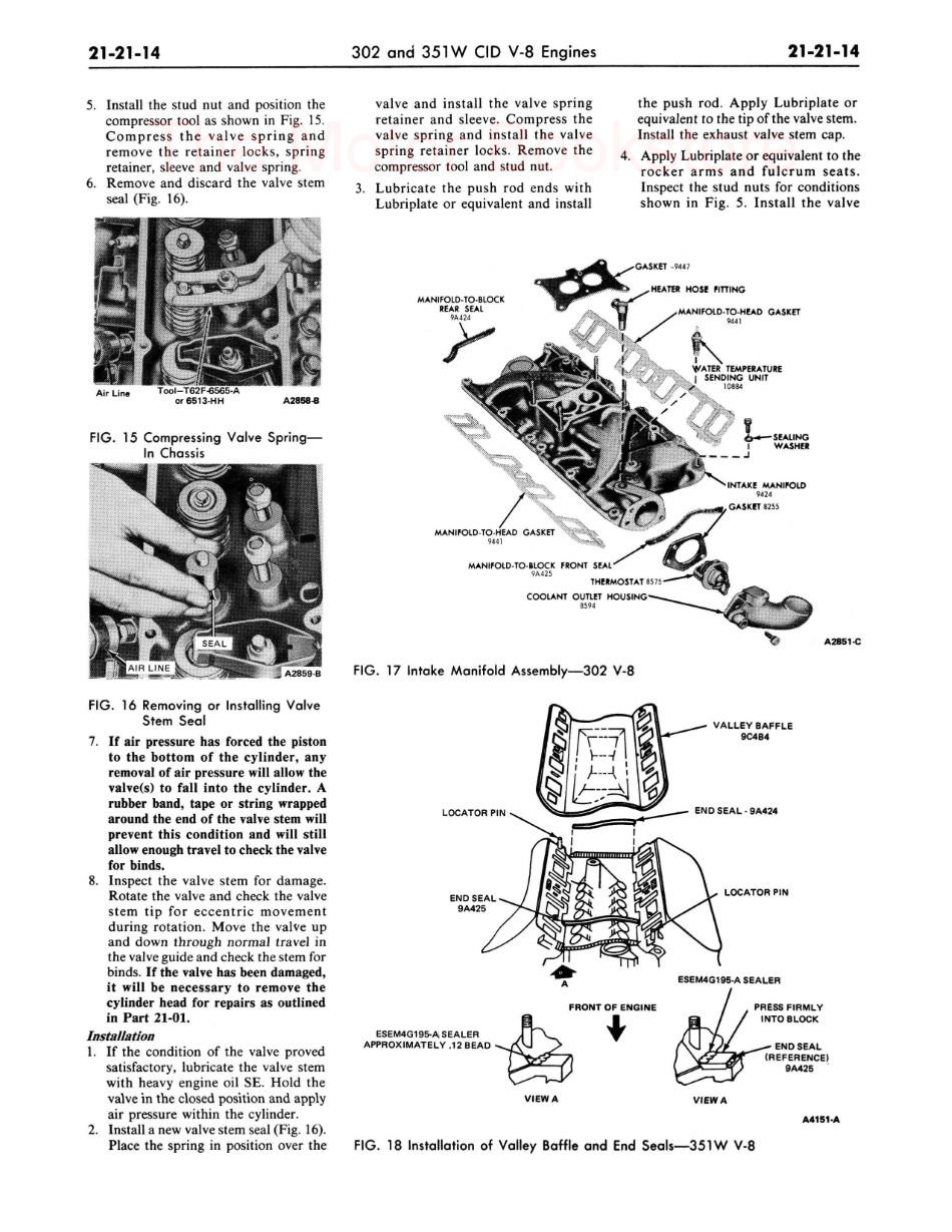 1977 Ford Truck Factory Shop Manual Sample Page - Engine