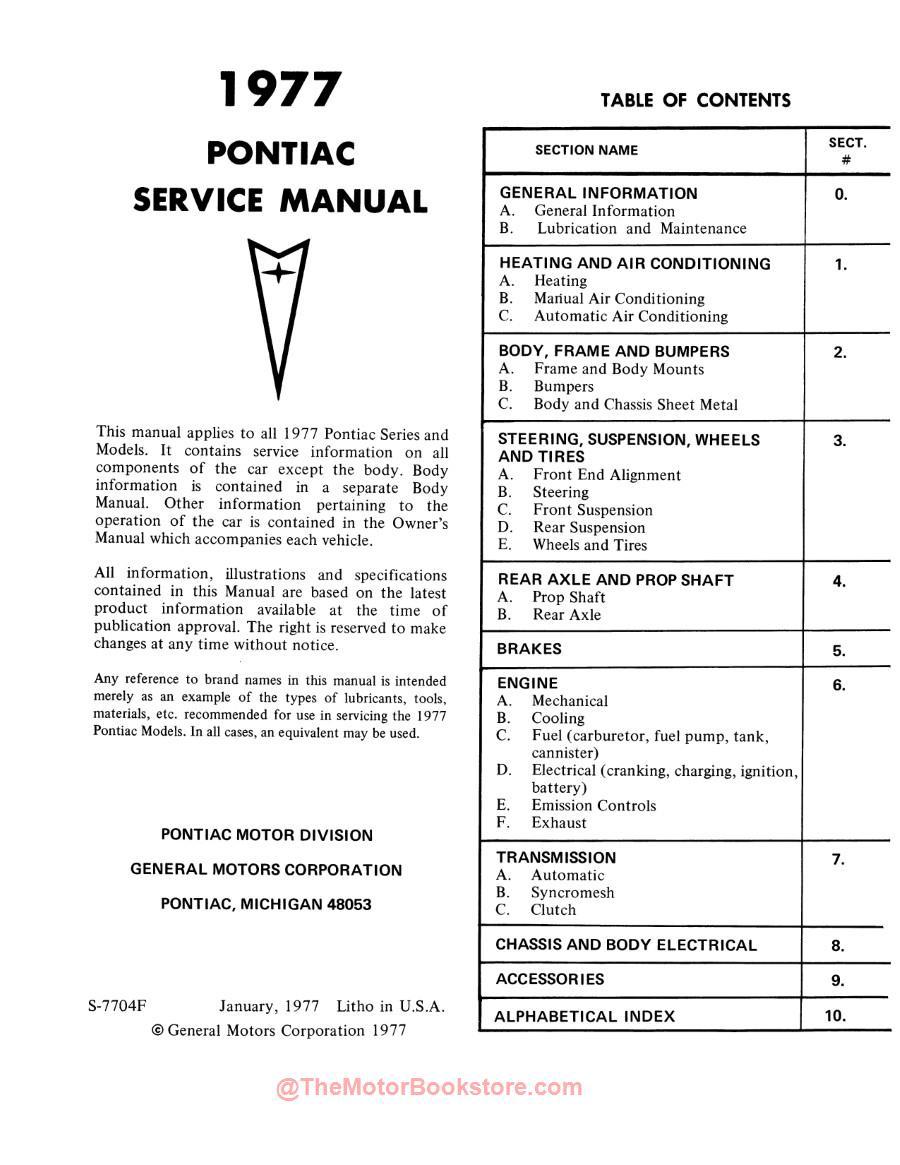 1977 Pontiac Shop Manual