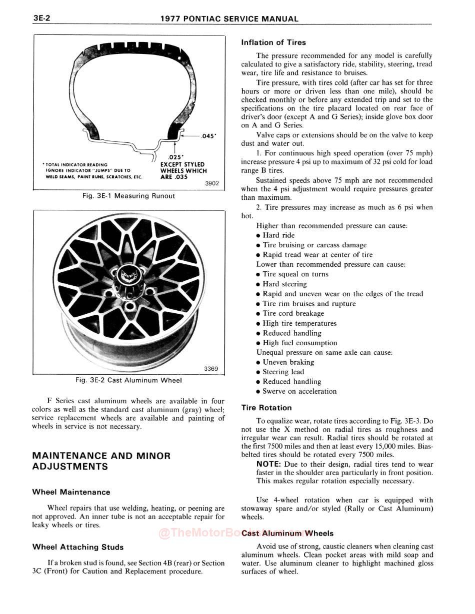 1977 Pontiac Shop ManualSample Page - Cast Aluminum Wheels