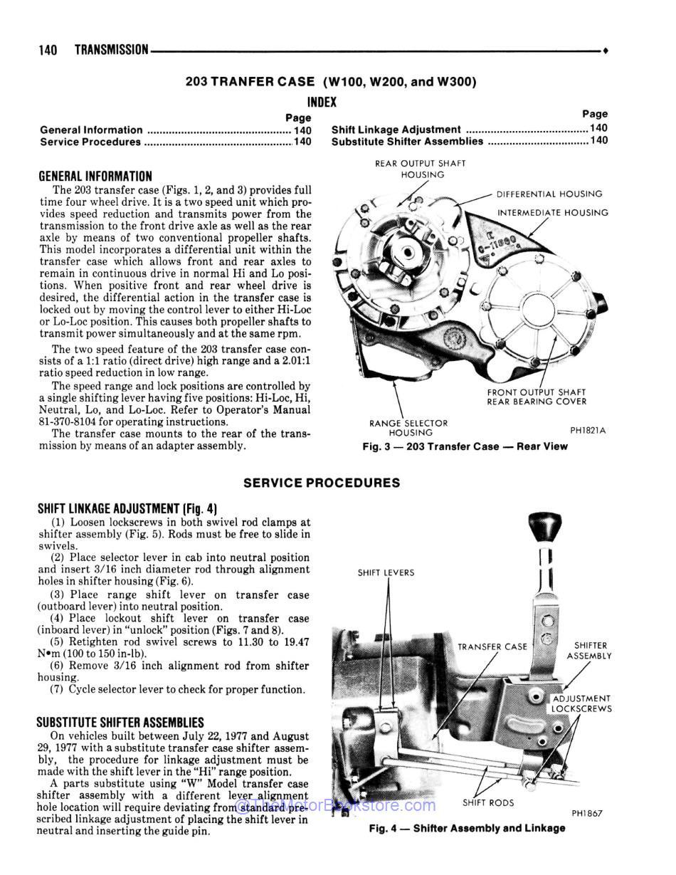 1978 Dodge Truck Shop Manual Supplement - Sample Page 1 - Transmission