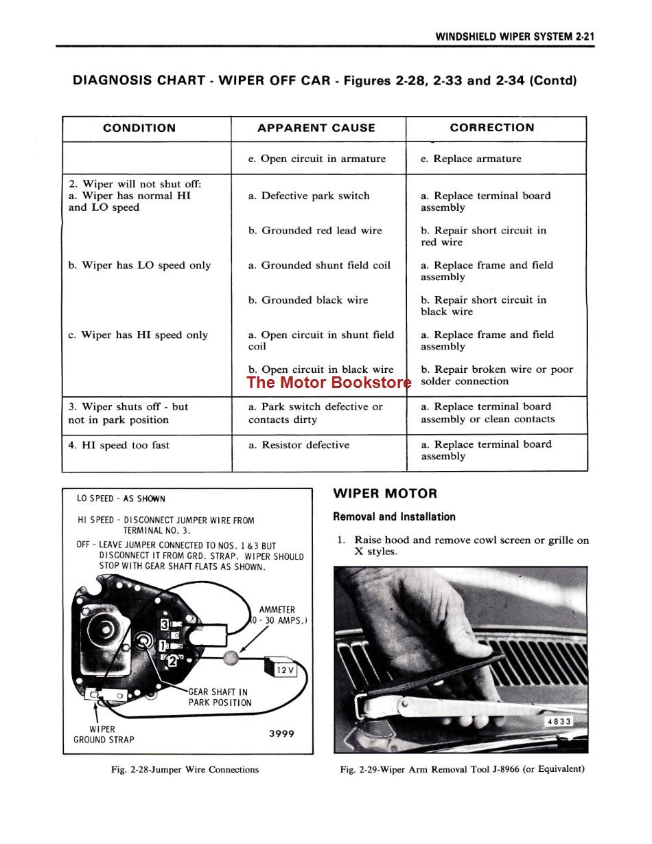 1978 Fisher Body Shop Manual Sample Page - Windshield Wiper System