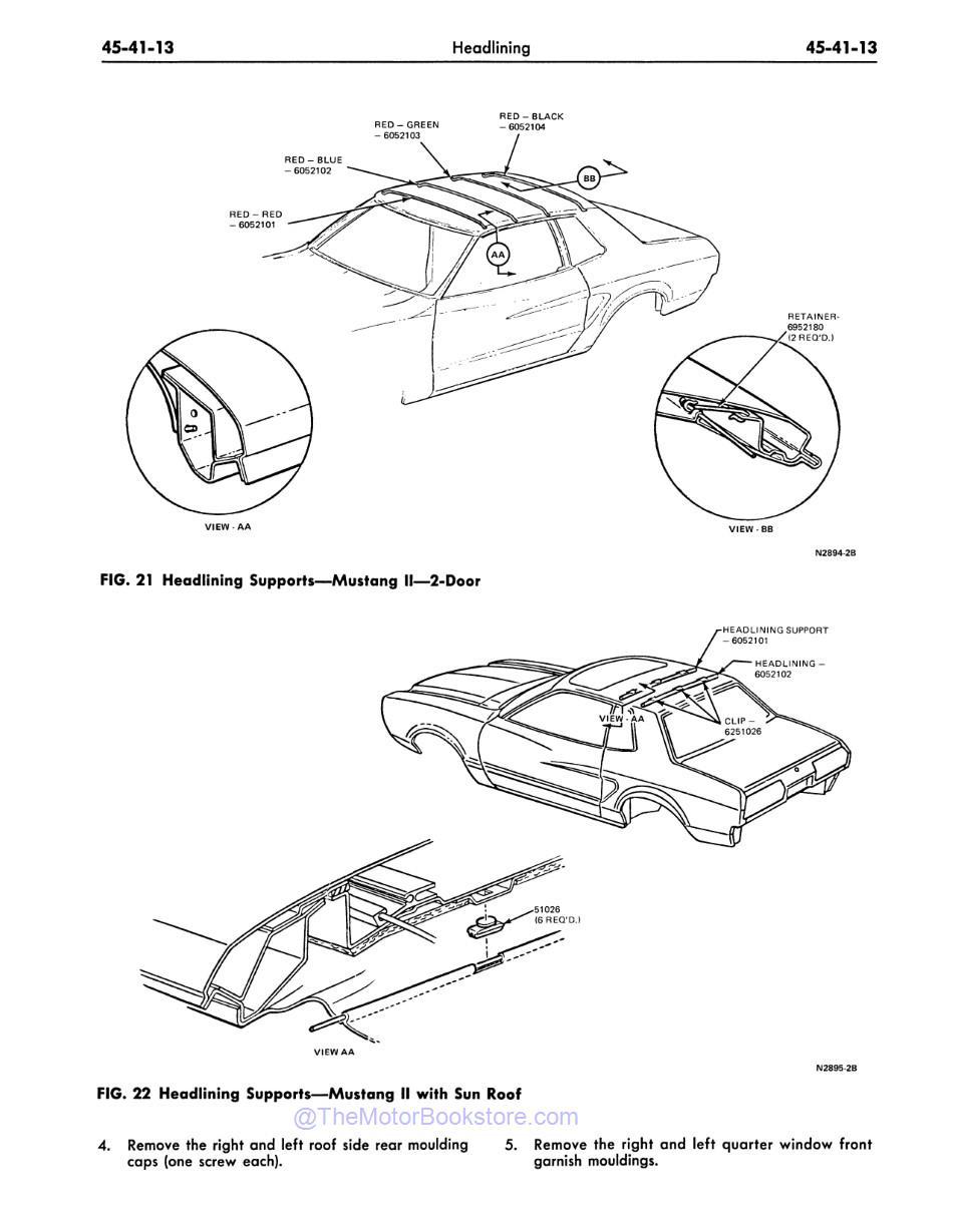 1978 Ford / Lincoln / Mercury Shop Manual Sample Page - Headlining