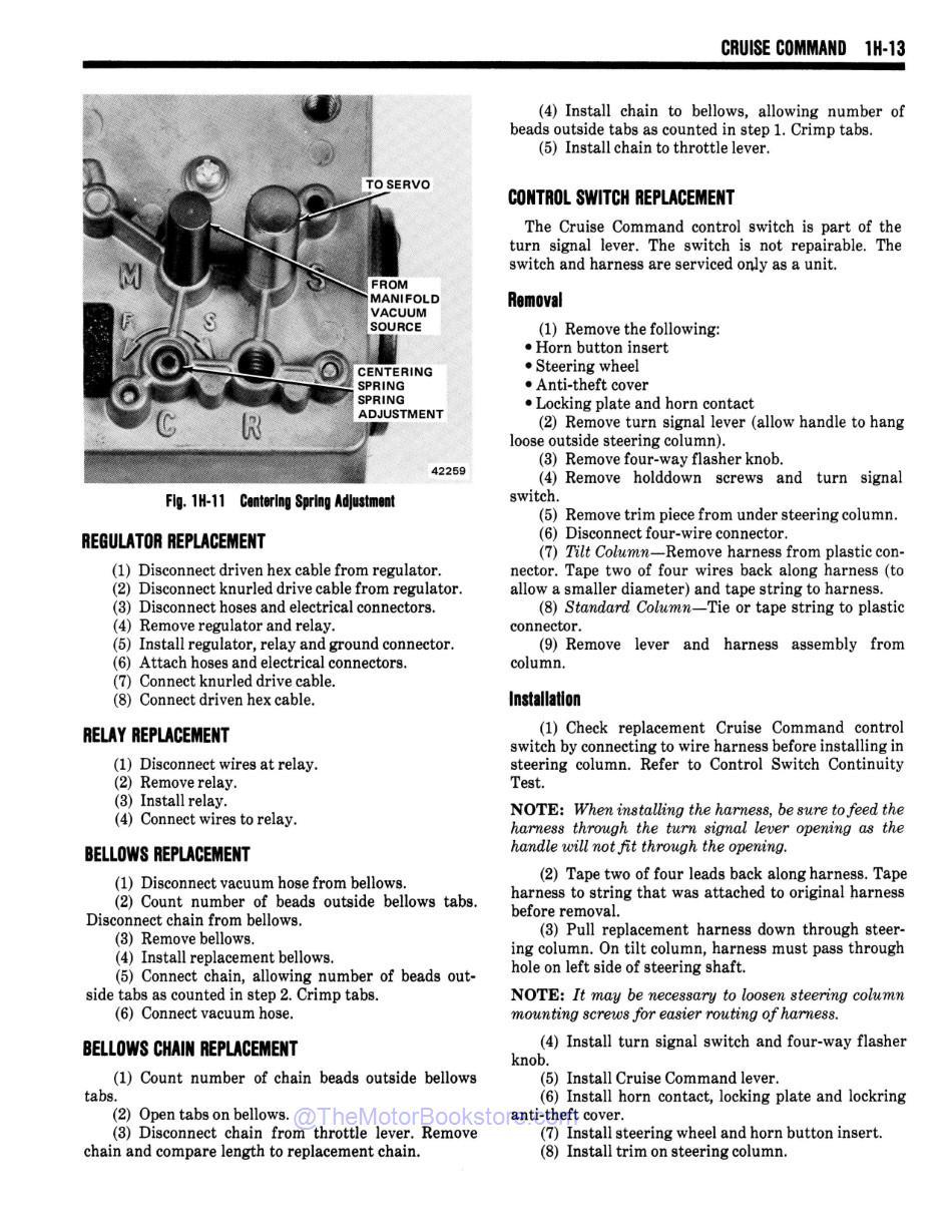 1978 Jeep Technical Service Manual Sample Page - Cruise Command