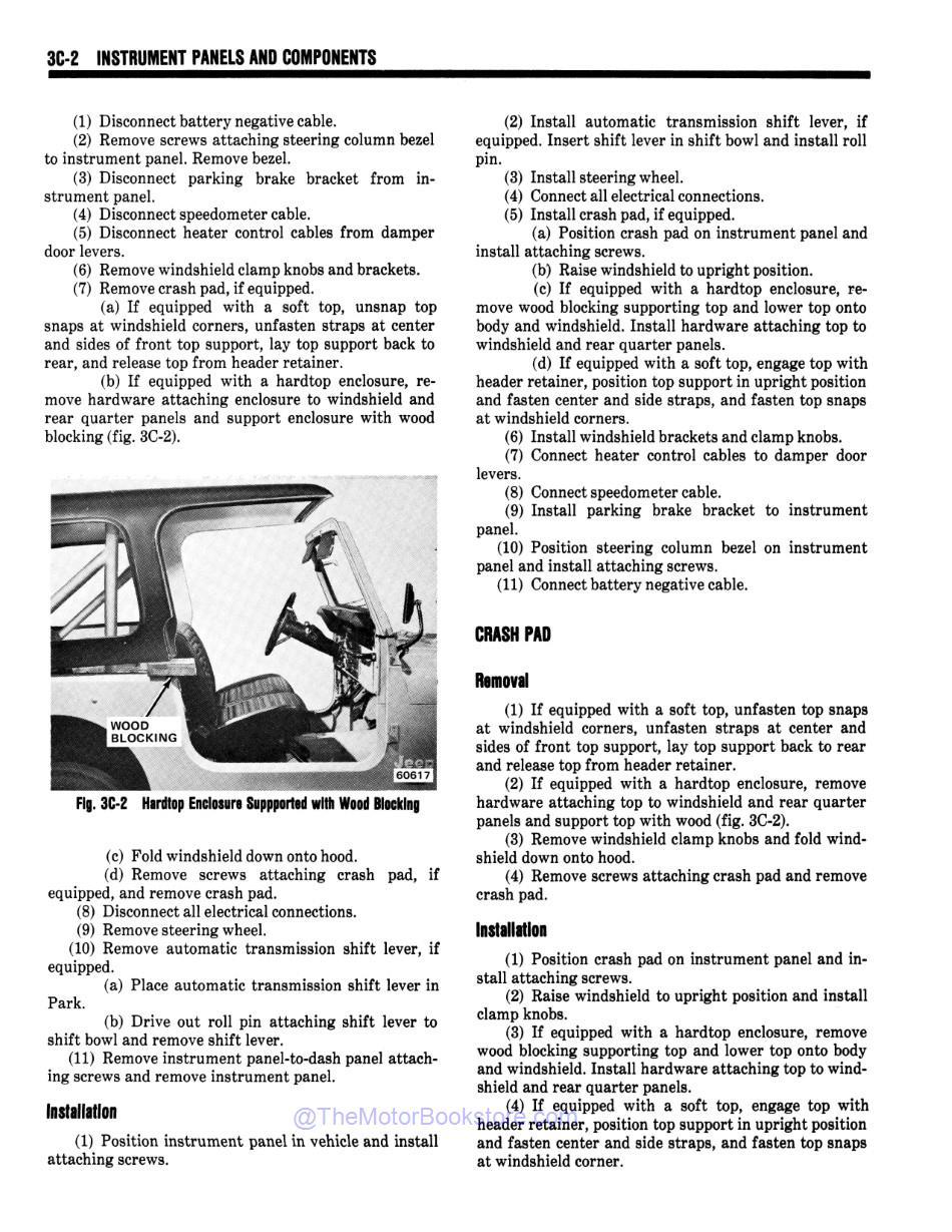 1978 Jeep Technical Service Manual Sample Page - Instrument Panel