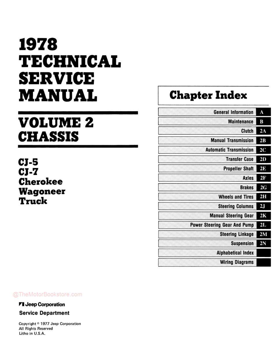 1978 Jeep Technical Service Manual - Table of Contents 2