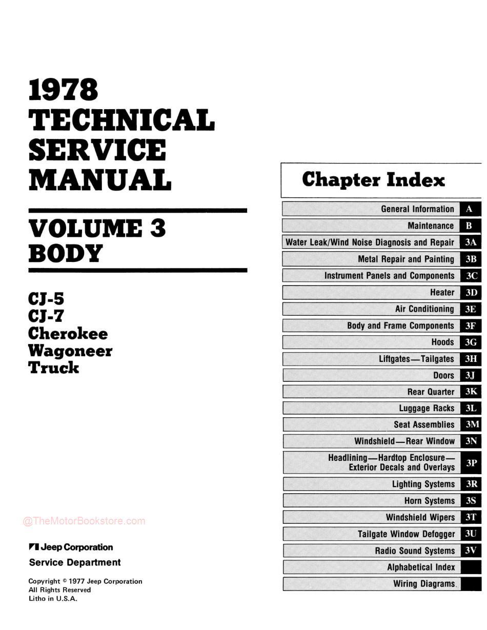 1978 Jeep Technical Service Manual - Table of Contents 3