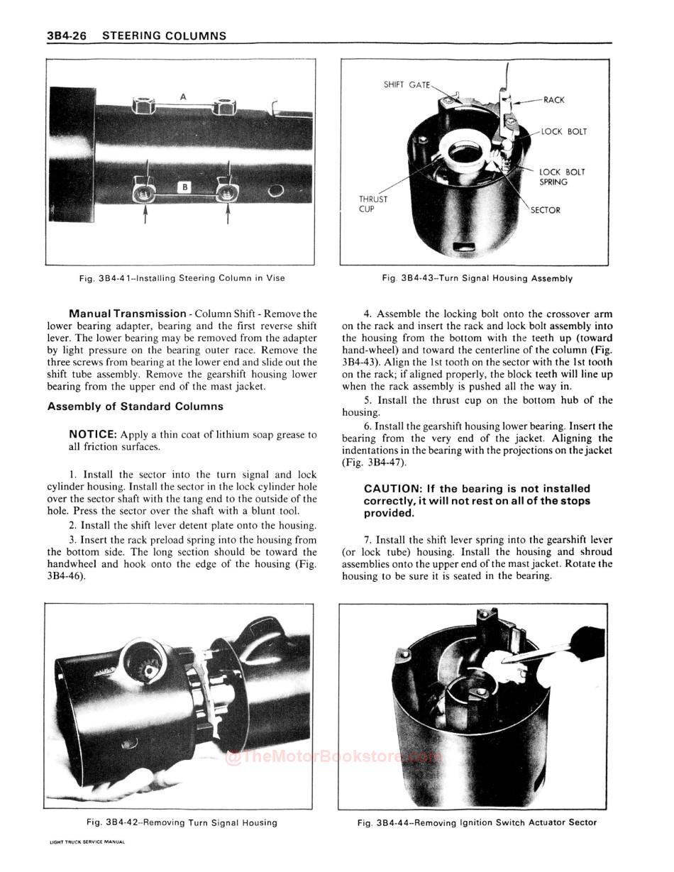1979 Chevrolet Light Duty Truck Service ManualSample Page - Steering Column