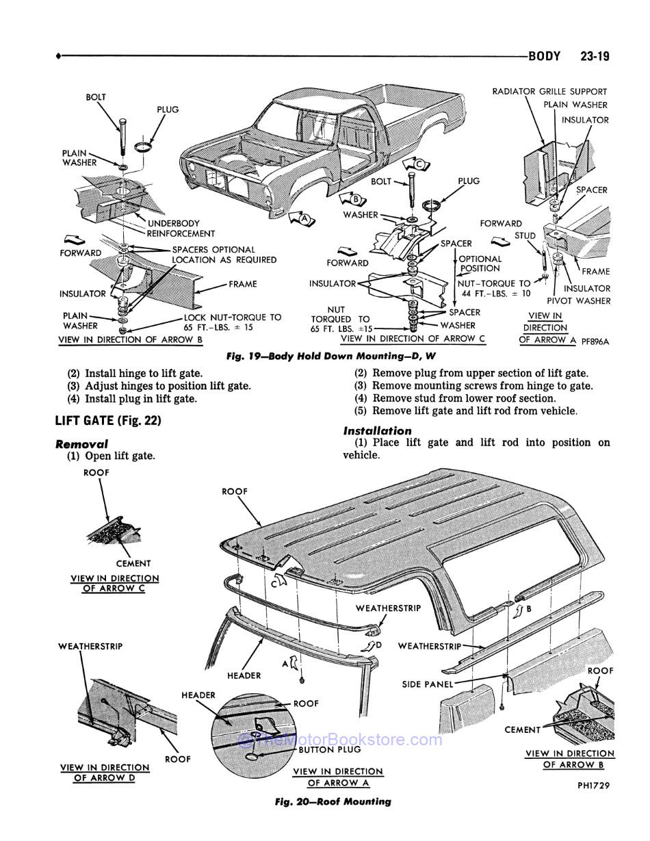 1979 Dodge Truck 100-400 / Ramcharger / Trail Duster Shop Manual - Sample Page 3 - Body