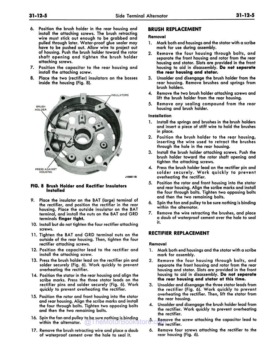 1979 Ford / Lincoln / Mercury Shop Manual Sample Page - Brush / Rectifier Replacement