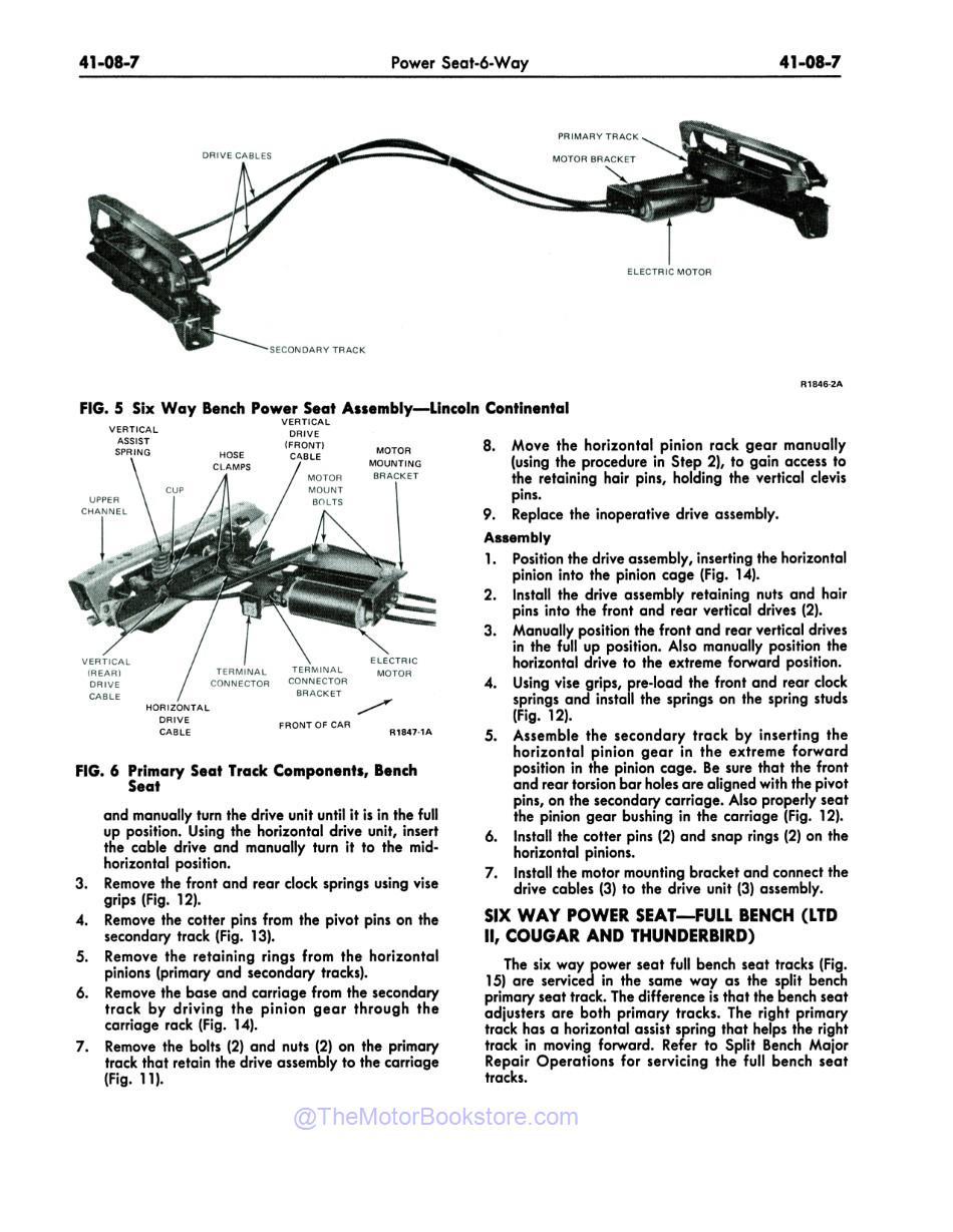 1979 Ford / Lincoln / Mercury Shop Manual Sample Page - Power Seat Assembly