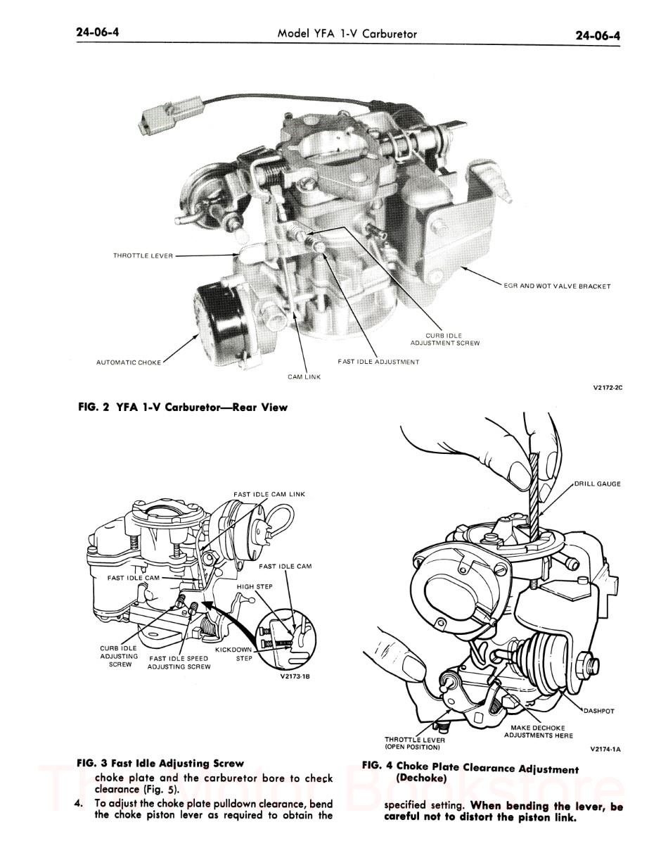 1979 Ford Truck Shop Manual Sample Page - Model YFA 1-V Carburetor