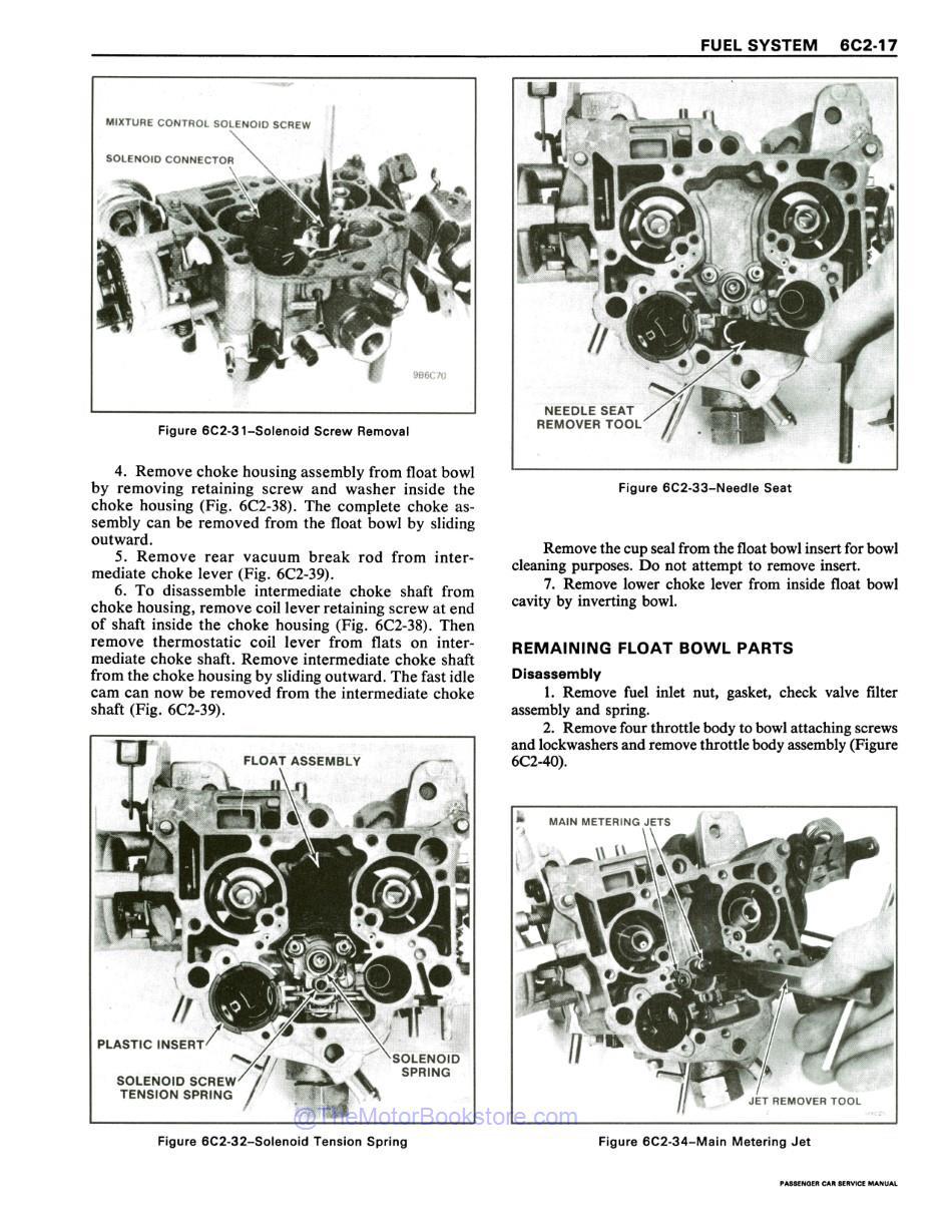 1980 Chevrolet Car Shop Manual Sample Page - Carburetor Float Bowl Disassembly