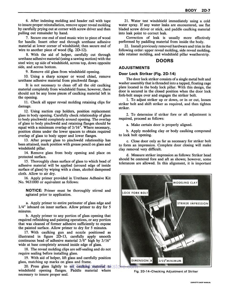 1980 Chevrolet Corvette Shop Manual Sample Page - Door Striker Adjustment