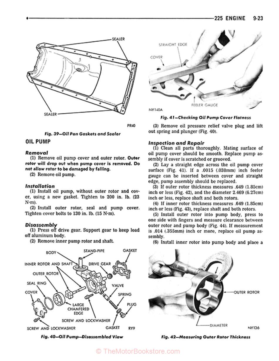 1980 Dodge 150-400 Truck, Ramcharger, Trail Duster, Shop Manual - Oil Pump