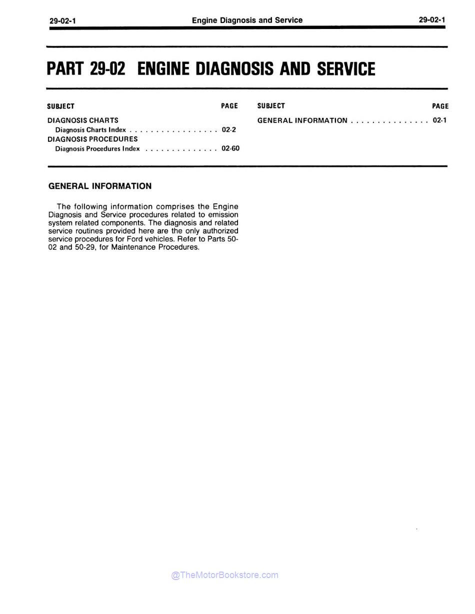 1980 Ford Lincoln Mercury Emissions Diagnosis Manual  - Table of Contents