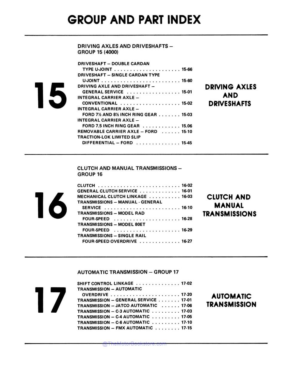 1980 Ford Mustang, Mercury & Lincoln Shop Manual - 4 Volumes  - Table of Contents 7