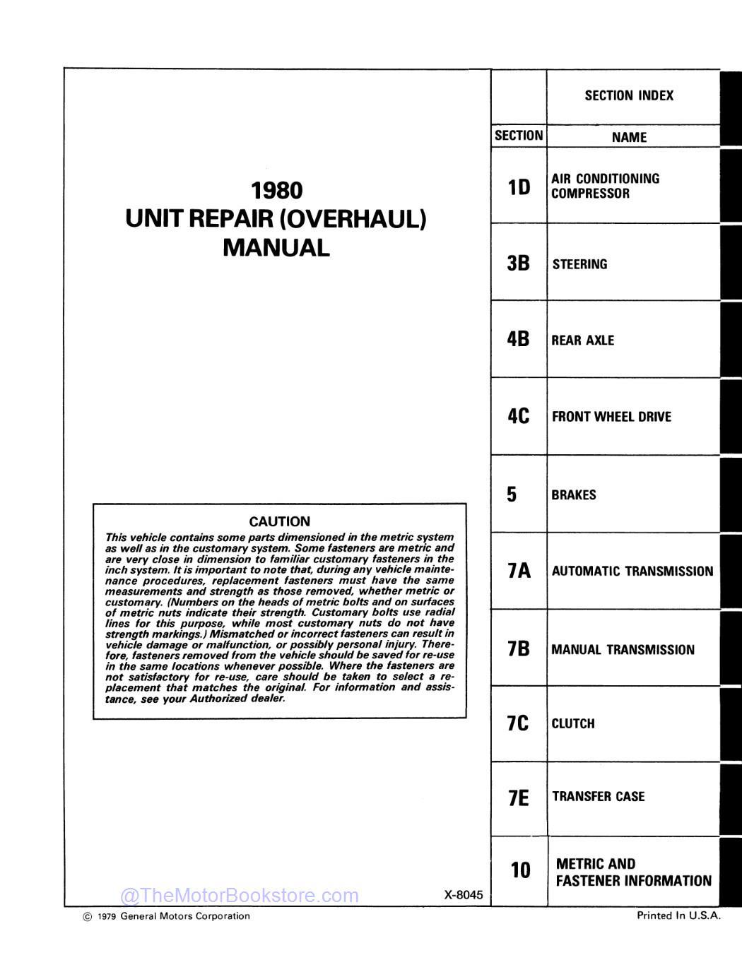 1980 GMC Light Duty Trucks Unit Repair Manual - Table of Contents 1980 GMC Light Duty Trucks Unit Repair Manual - Table of Contents